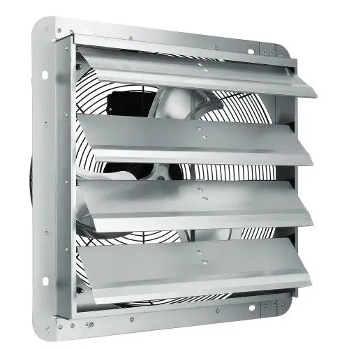 16'' High Aluminum Shutter Exhaust Fan - 2000 CFM Wall-Mount Ventilator for greenhouses , Garages & Shops