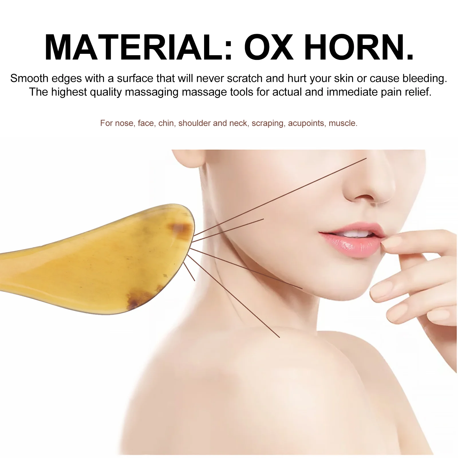 Herramienta de masaje Facial con cuerno de búfalo negro Natural, tablero Gua Sha para el cuidado de los ojos, Spa, antiarañazos, 1 Uds.