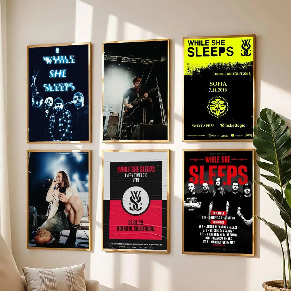 band W-While She Sleeps-S Poster Modern Wall Decal for Living Room Cafe Office Bar and Bedroom