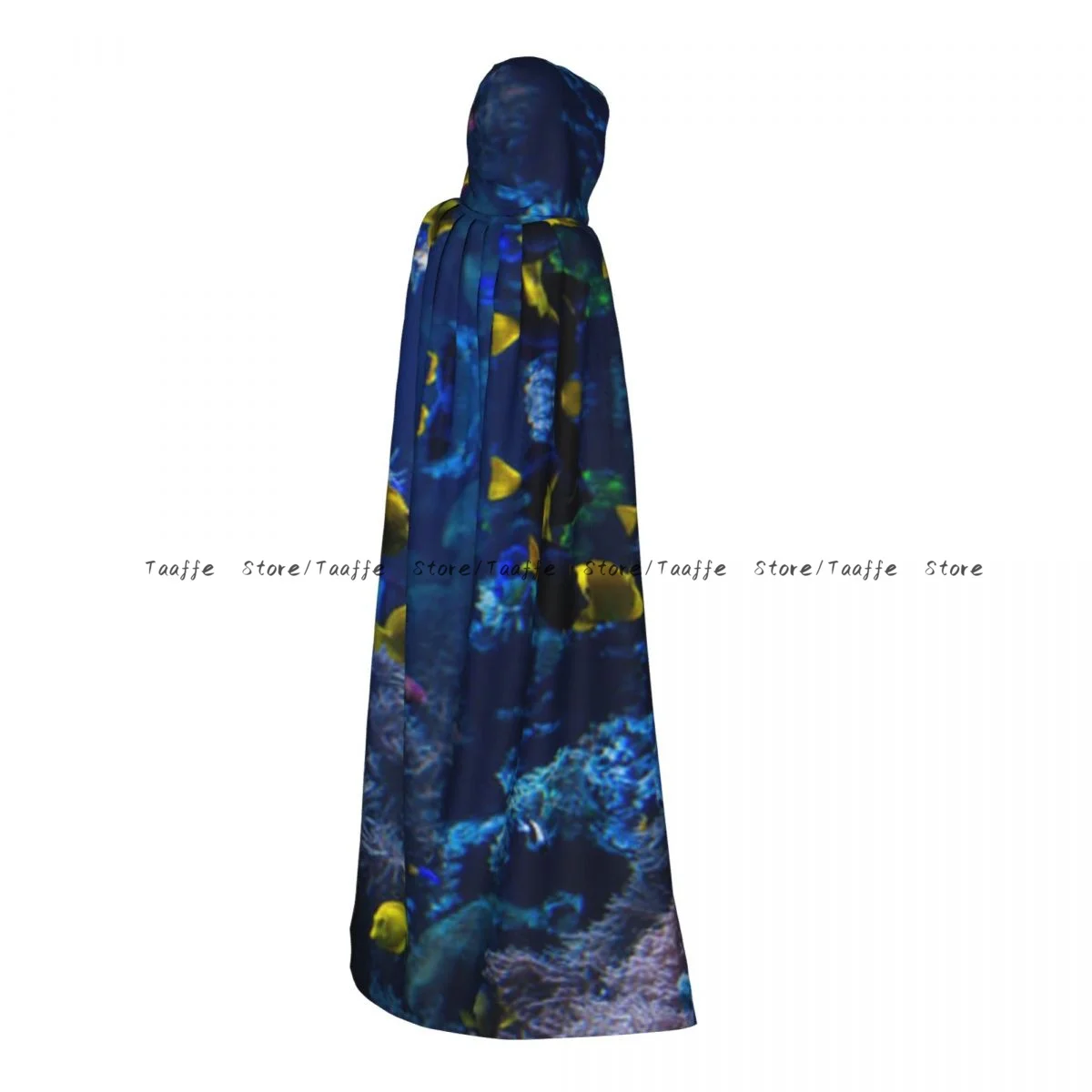 Medieval Halloween Cosplay Cloak Hooded Coat Underwater Coral Reef Landscape Cape Coat Long Trench Costume Wizard Cloak