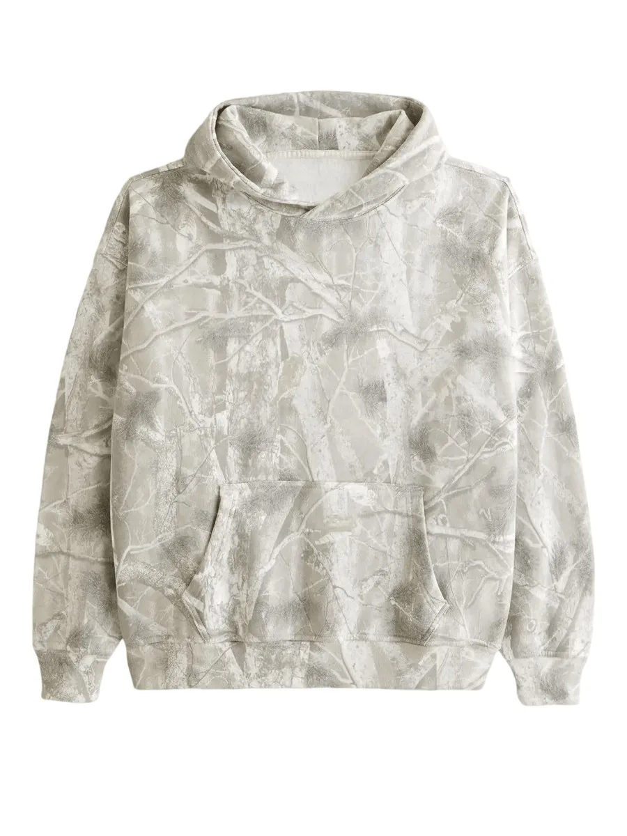 

Y2K Men's Camo Hoodie Maple Leaf Print Hoodie Oversized With Pocket Hoodie Sweatshirt