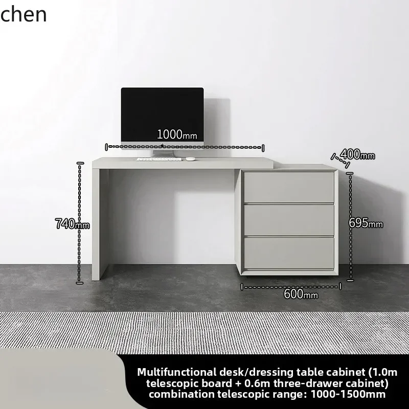 

O8- Painted Desk and Dressing Table Integrated Simple Chest of Drawers Extendable Makeup Table