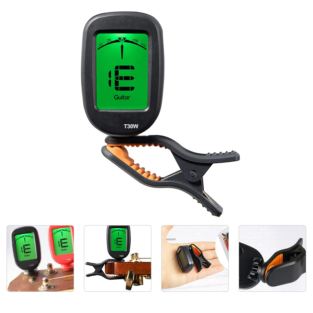 

1pc Lcd Display Guitar Tuner Portable Durable Bass Ukulele Violin Electronic Tuning Tool Flexible Angle Non-Slip Clamp Musical