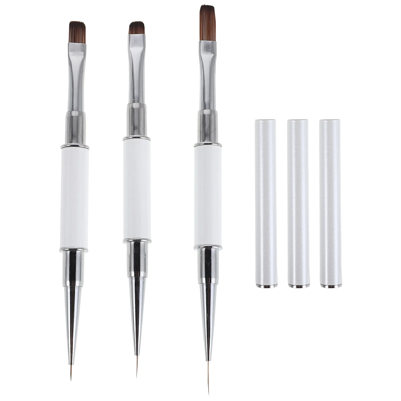 

3Pcs Nail Art Brush Set Dual-Ended Nail Dotting Detail Pen Professional Manicure Tools Dual-Ended Brush Brushes for Nails