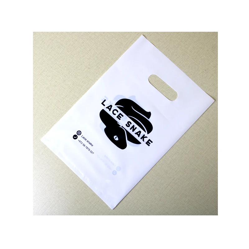 

Customized Printed LOGO And Company Imformation On Gift Shopping Plastic Bags For Clothing