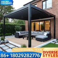 Outdoor Electric Retractable Louvered Pergola Auto adjust Stable for Garden Patio Backyard pergola