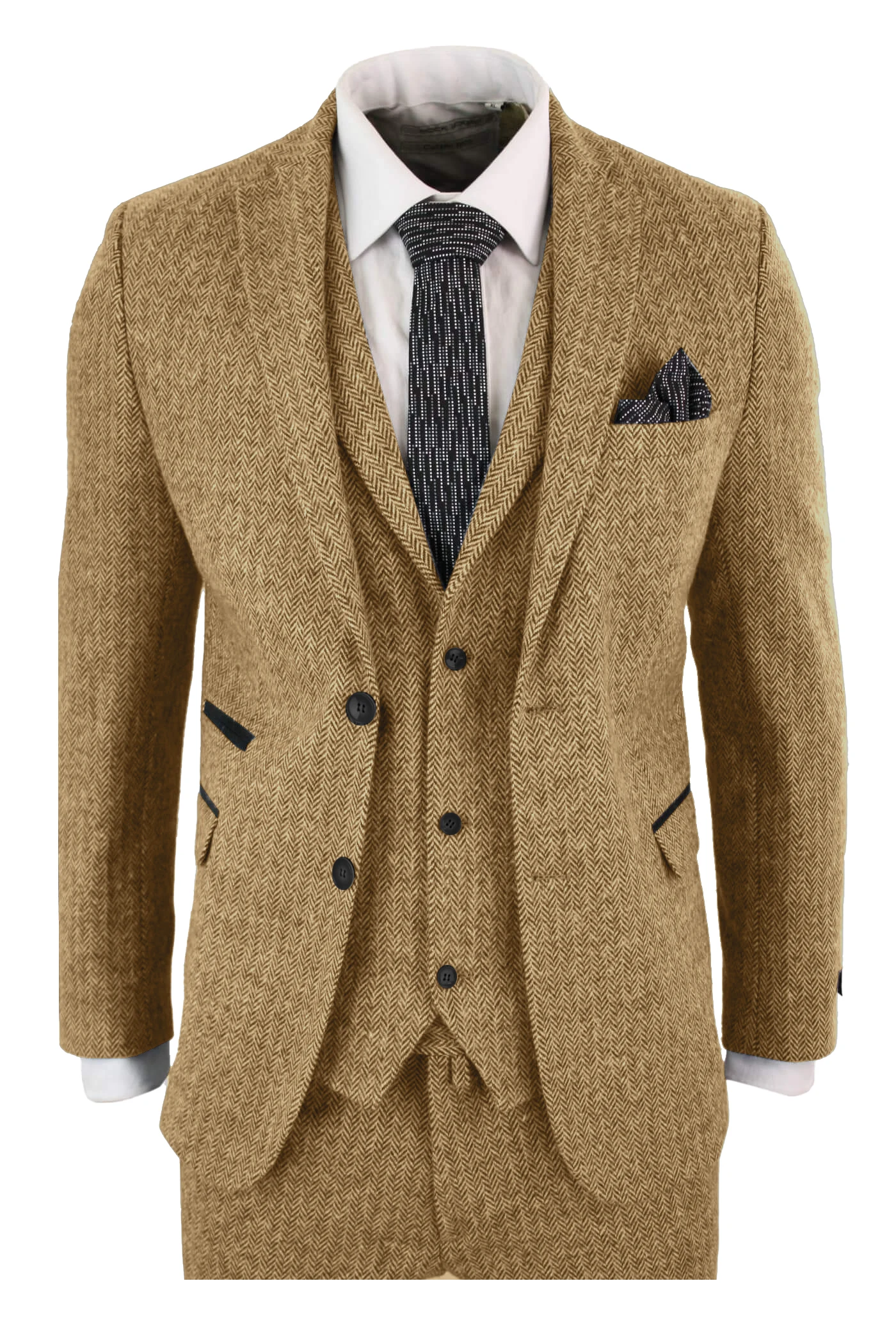 الأزرق الداكن الزفاف البدلات الرسمية الخريف الشتاء واحدة الصدر سميكة متعرجة تويد الرسمي الرجال الدعاوى السترة سترة السراويل 3 قطعة مجموعة