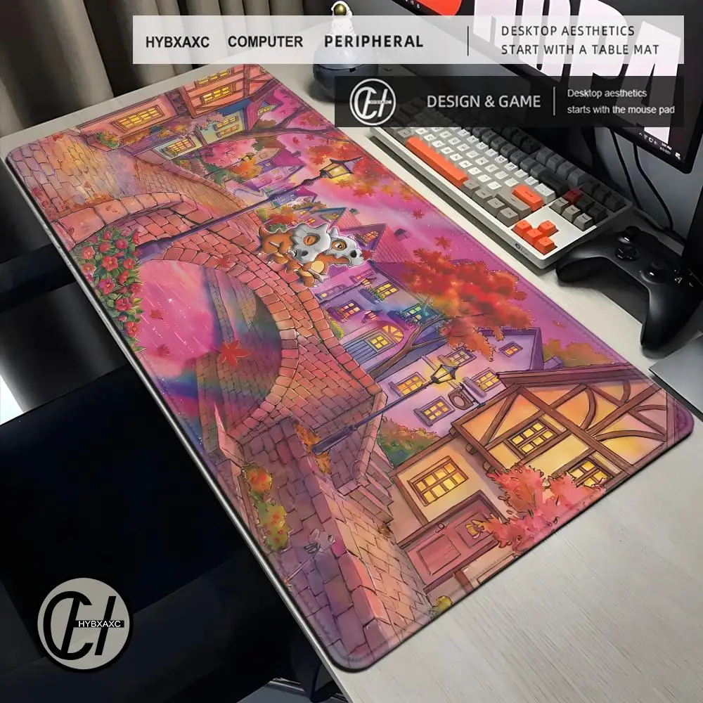 Grand tapis de souris Kawaii Cubone Gamer XL, tapis de souris pour clavier et PC, tapis de souris HD P-Pokemons, tapis en caoutchouc, accessoires de bureau Anime