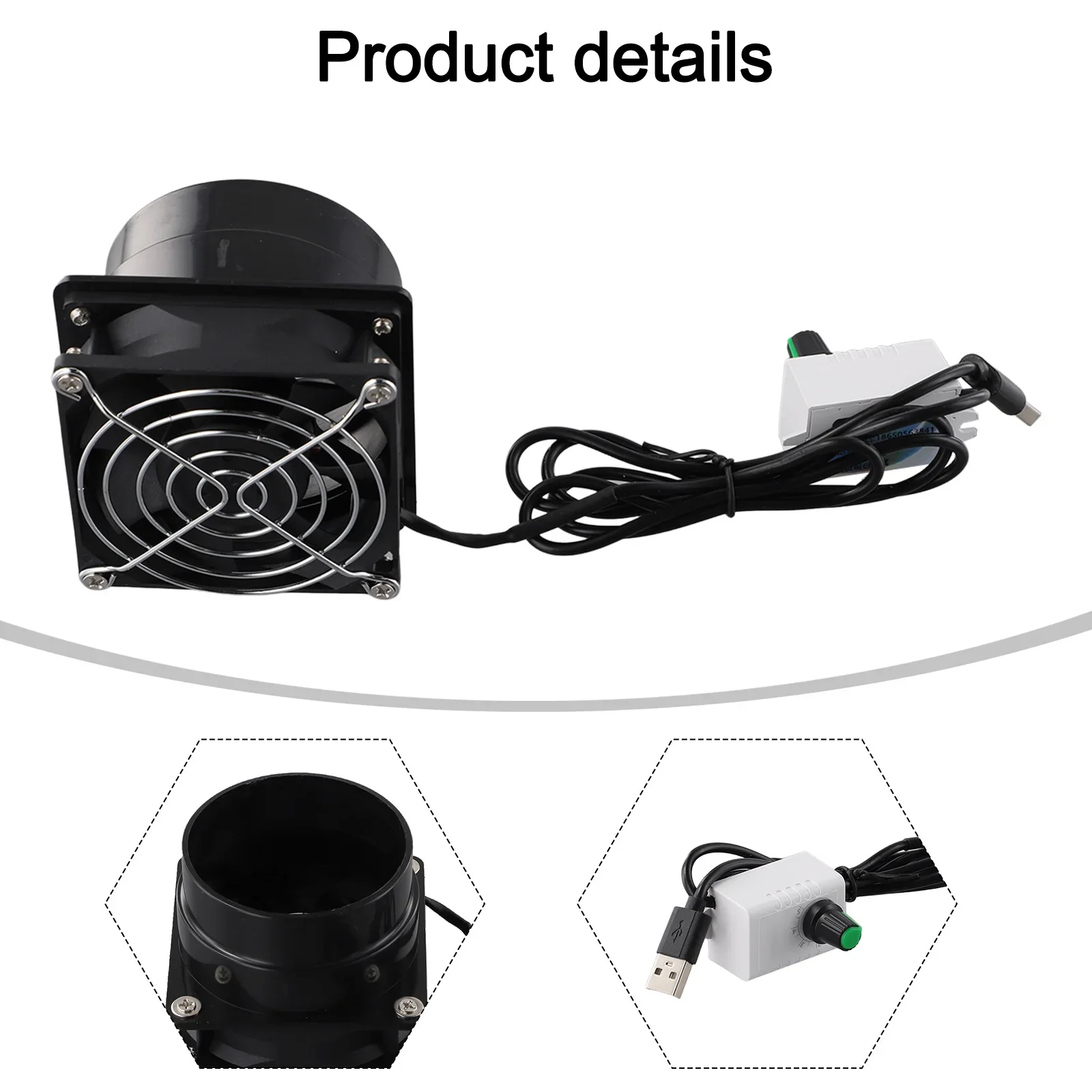 Smoke Absorber Fume Exhaust Fan Mini Extractor Bathroom Toilet Fan Duct Fan USB Adjustable Speed Pipe Duct Exhuast Fan