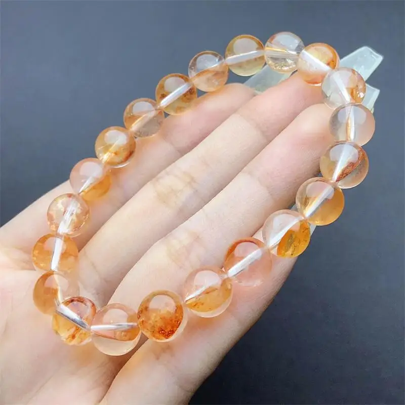 9MM Natural Red Fire Quartz Hematoid Bracelet Women Healing Gemstone Crystal Strand Lovers Girlfriend Jewelry Gift 1PCS