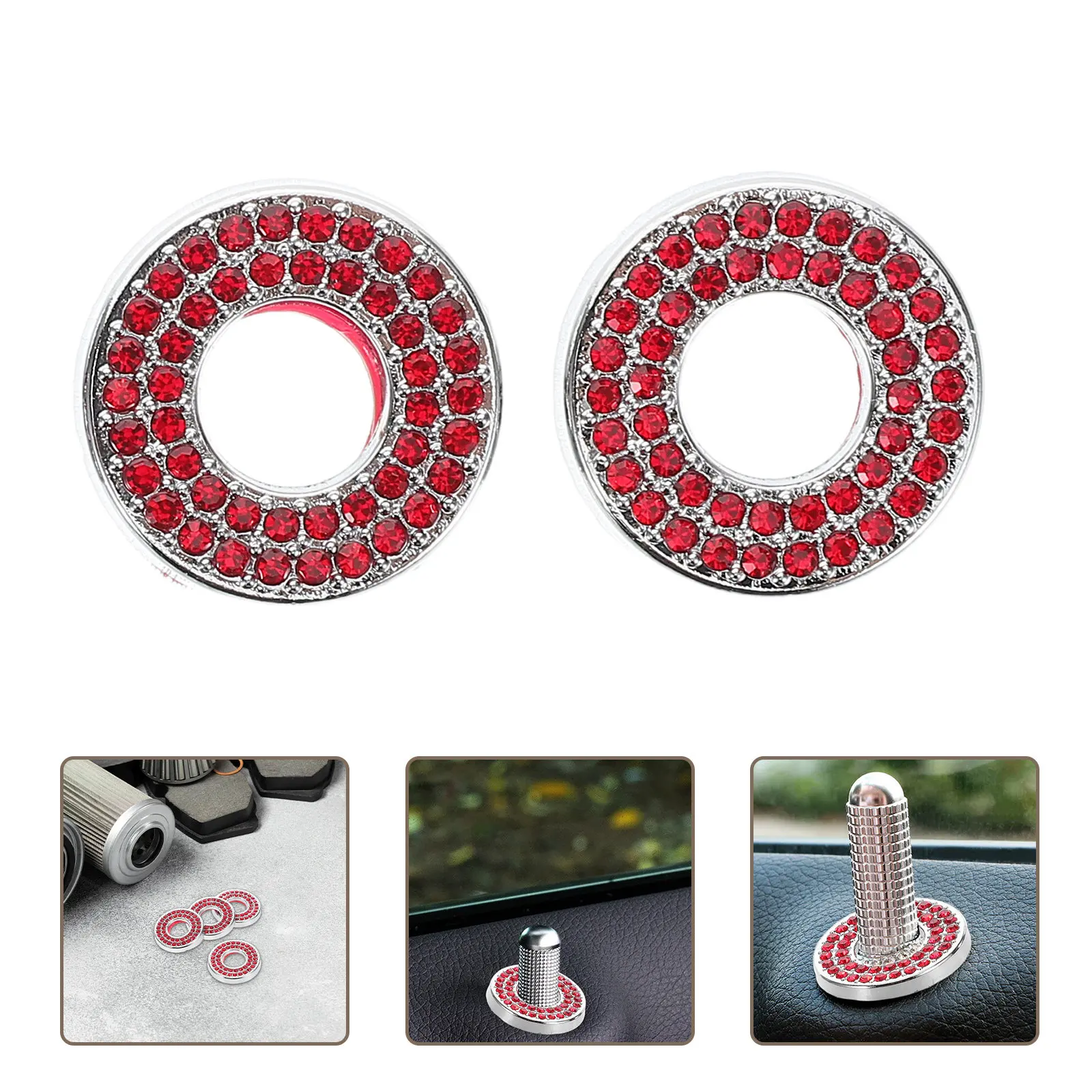 4Pcs Car Door Lock Covers Zinc Alloy Rhinestone Pull Pin Caps Interior Door Lock Protector Fit Car Parts