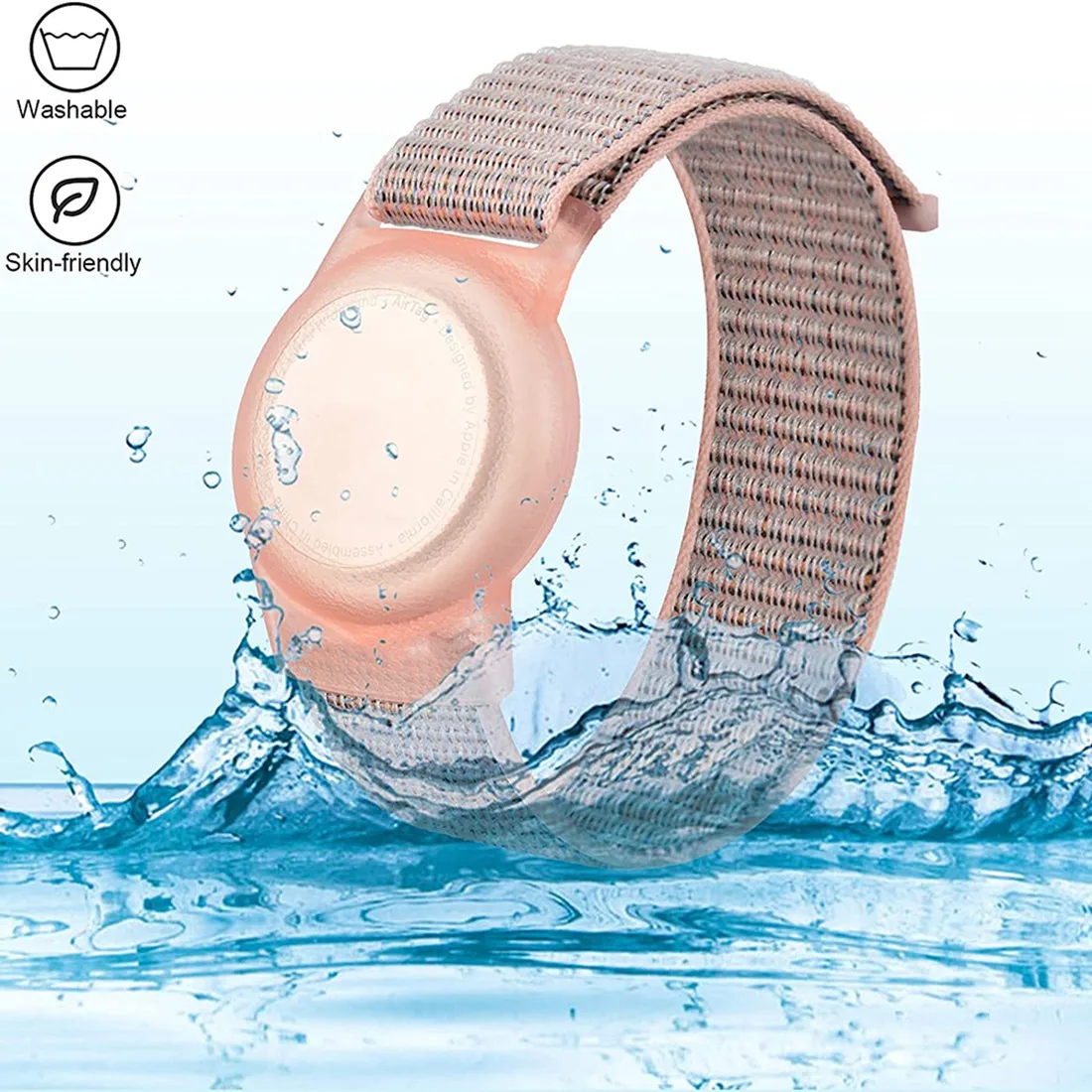 Kid Wristband Compatible with Apple AirTag, Protective Case for Air Tag GPS Tracker Holder with Nylon Bracelet D