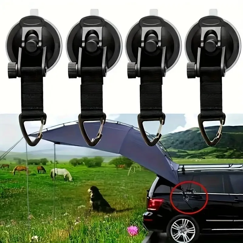 

4PCS Car Tent Suction Cups Buckle Side Round/Triangular Awning Anchors Outdoor Camping Tent Suckers Anchor Securing Hook