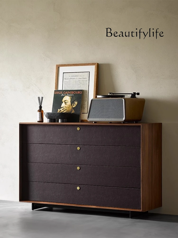 

Wabi Sand wind solid wood four-chest cabinet North American imported black walnut bedroom storage cabinet Italian simplicity