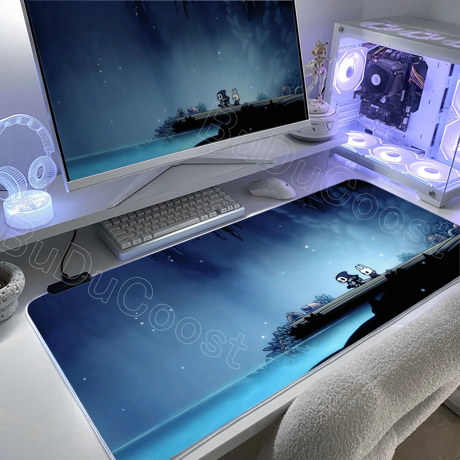 

RGB Mousepad Hollow Knight Desk Mat LED Non-slip Rubber Large PC Mice Mat Laptop Gaming Mouse Pad Accessories Keyboard Mat Anime