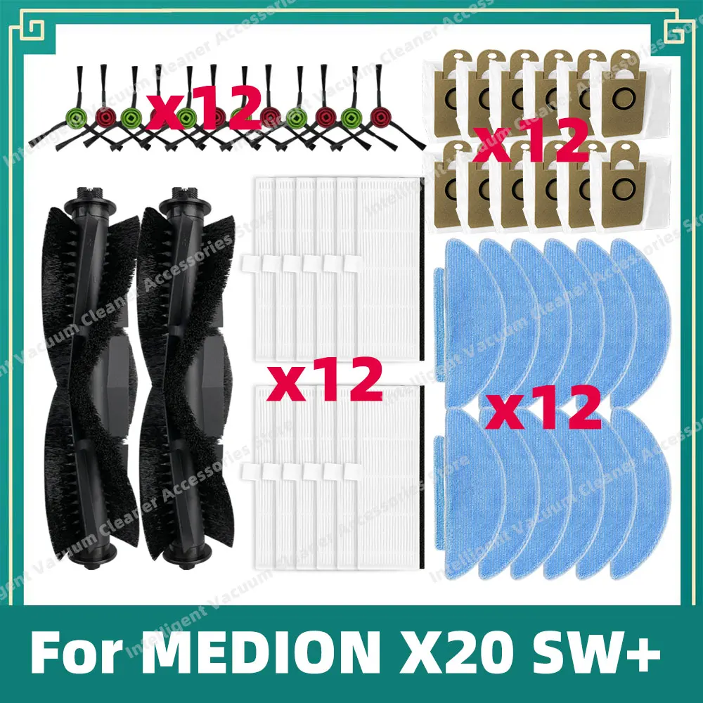 Compatible For MEDION X20 SW+ MD 11415 Main Side Brush Hepa Filter Mop Cloth Dust Bag Accessories Replacement Parts