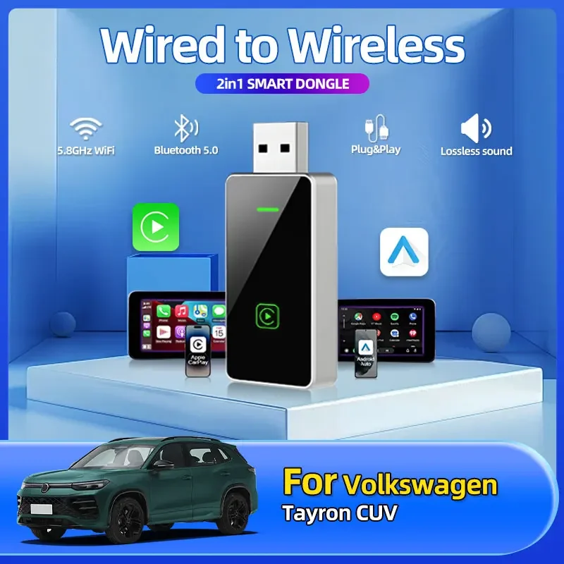 

2025 Wireless Car Play Wireless Adapter Smart Mini Box Plug And Play WiFi Fast Connect Car Accessories For Volkswagen Tayron CUV
