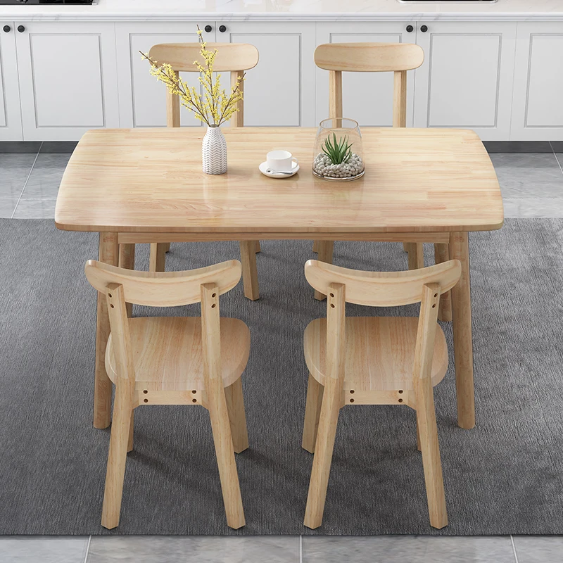 

Vintage Floor Centerpiece Table Modern Unique Wooden Chairs Small Mobile Table Wood Space Saving Mesa Comedor Decoration