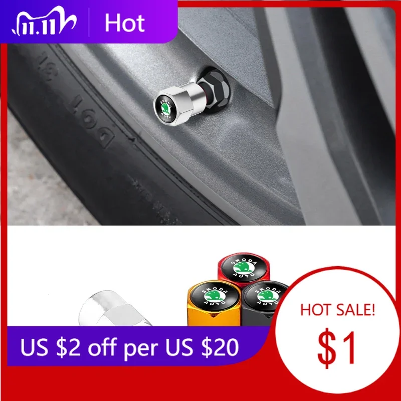 

Новые наклейки на колеса автомобиля 2025 года, 4 шт., с логотипом, колпачки для воздушных клапанов шин для Skoda Octavia, Fabia, Kamiq, Kapoq, Kodiaq, Rapid, SCALA, S