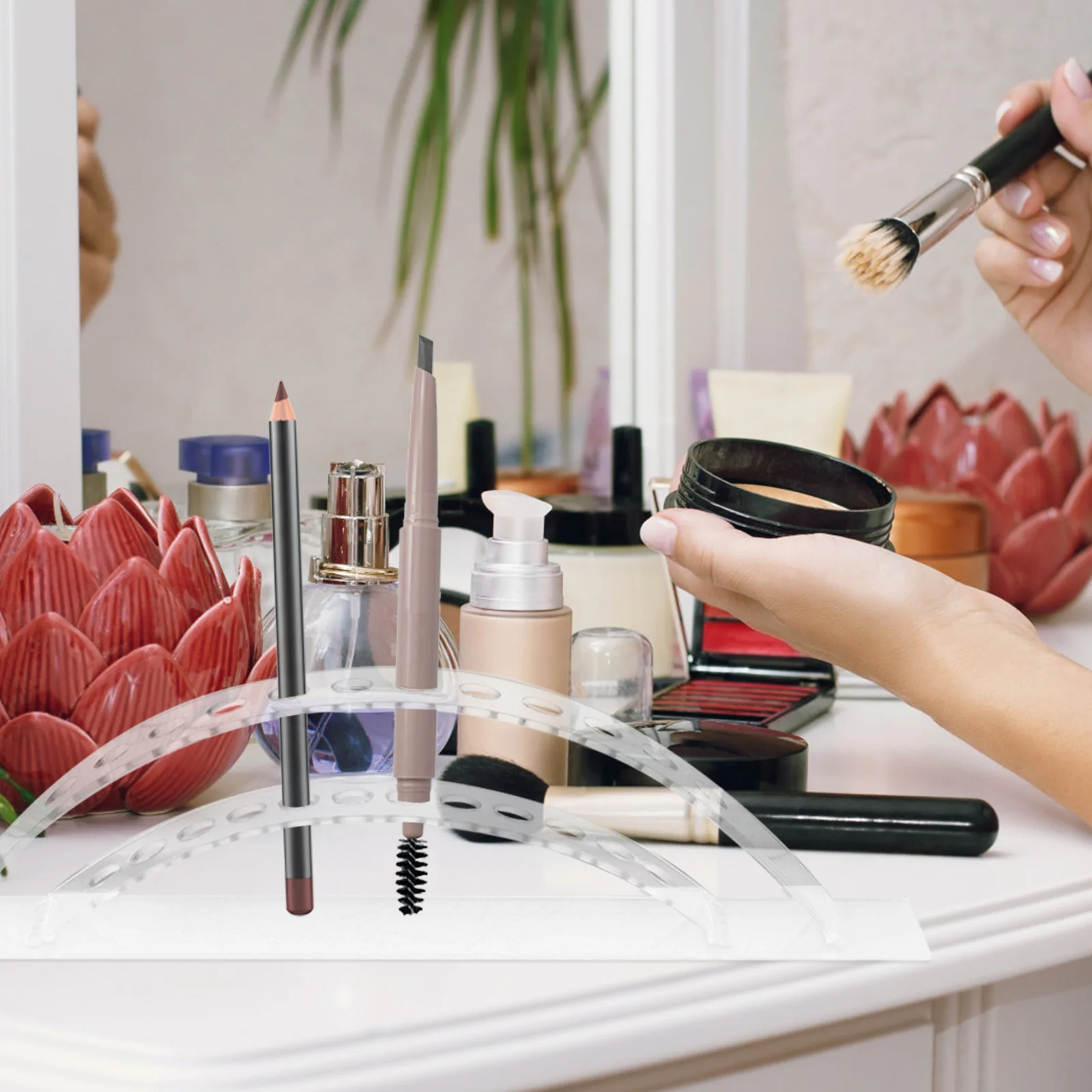 

Eyebrow Pencil Holder Acrylic Makeup Brush Storage Stand Desk Organizer Pen Display Rack Nail Art Pen Holder Clear Brush