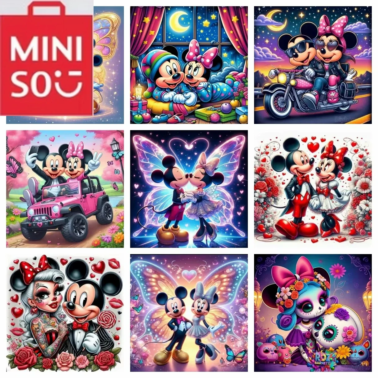 

Miniso Mickey Minnie 5D DIY Diamond Art Painting Mosaic Disney Cartoon Cross Stitch Embroidery Home Decor Children's Gift Crafts