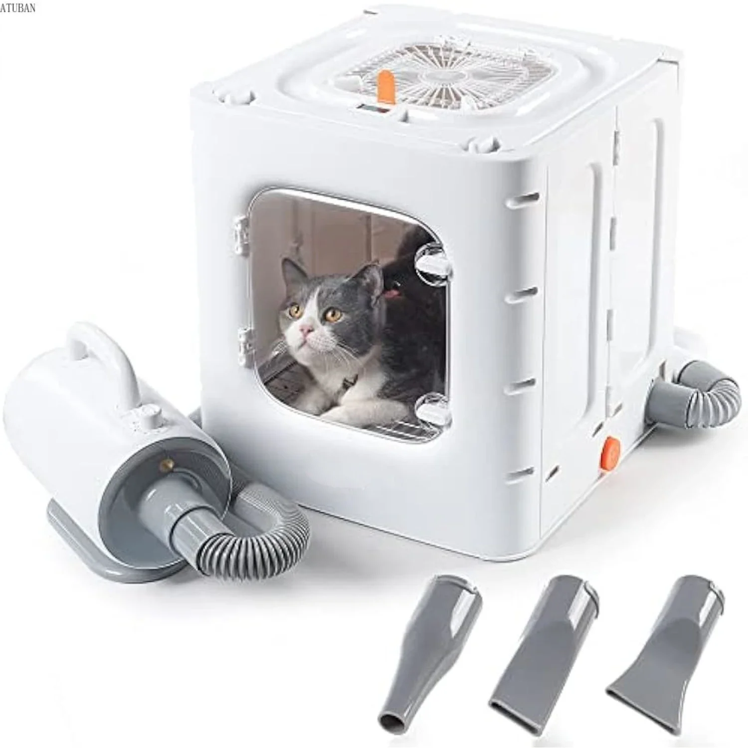 

Pet Hair Dryer Grooming Blower Foldable Separated Cat Blow Dryer Box 62L Capacity for Cats and Small Dogs,Fast Pet Drying Blower