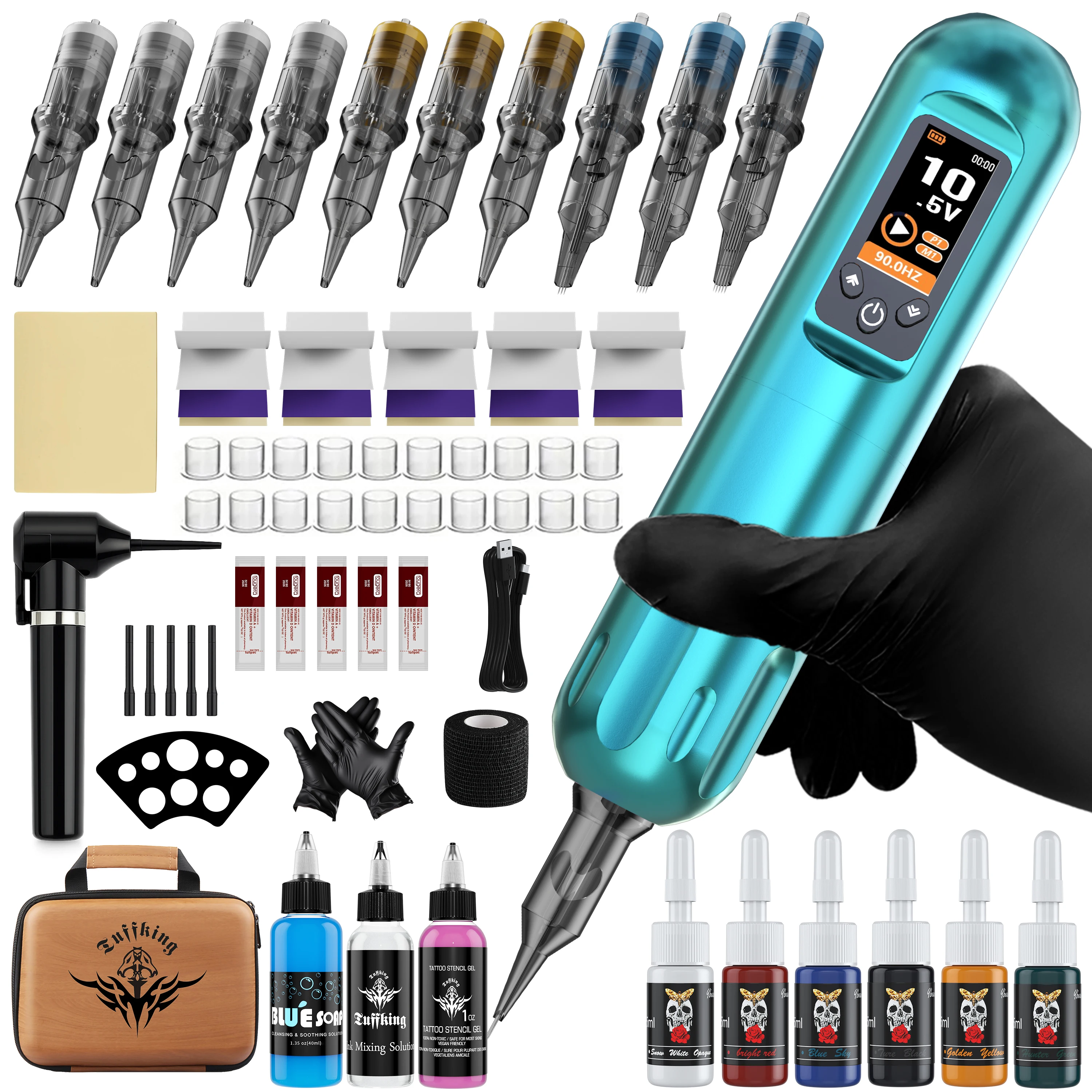 

Tuffking Tattoo Machine Set Wireless Tattoo Battery Pen Integrated Needle Ink Consumables Tattoo Tool