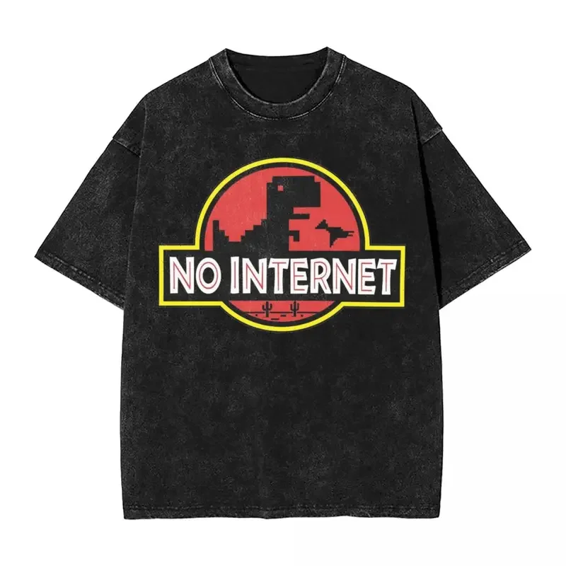 No Internet Park Washed T Shirts Streetwear Hip Hop Vintage T-Shirt Tee Shirt Men Women Short Sleeves Harajuku Summer