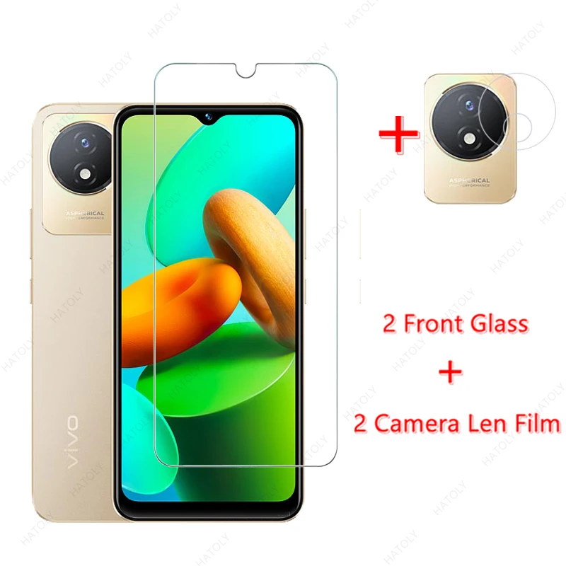 

Закаленное стекло для Vivo Y02t, стекло для Vivo Y02t, стандартная передняя защита экрана, HD-пленка для объектива камеры Vivo Y02t 4G
