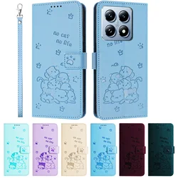Wallet Phone Case for Xiaomi POCO F6 X6 X5 M6 F5 Pro M5S C65 C75 Redmi 14C 13C 12C 10C A3 Cases kawaii Cat Leather Flip Cover