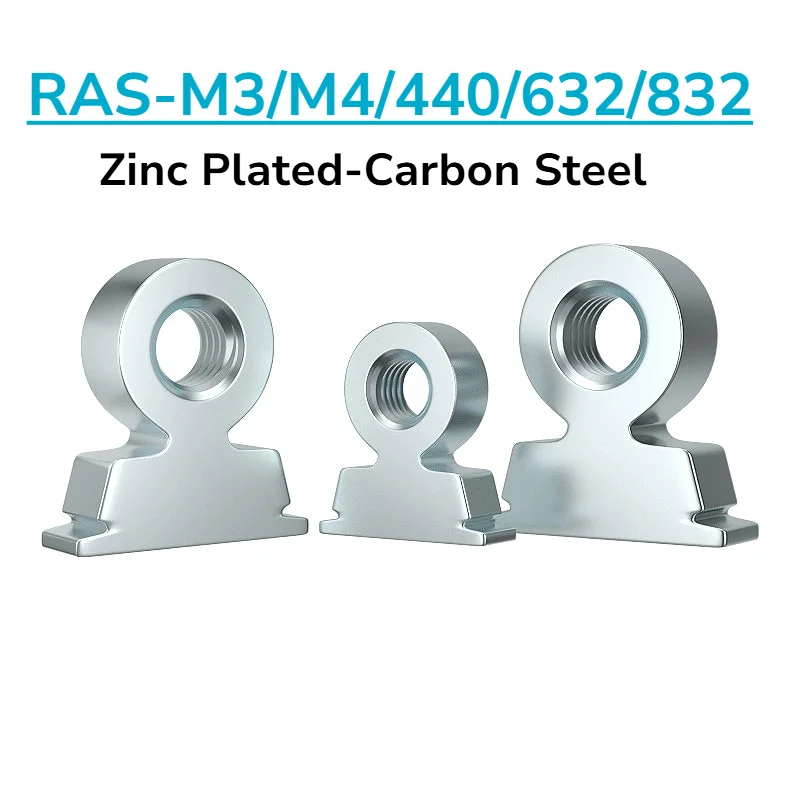 RAS-M3/M4/440/632/832 Zinc-Plated Carbon Steel Right Angle Press Rivet Link Nuts Galvanized Link Buckle Threaded Crimp Nut