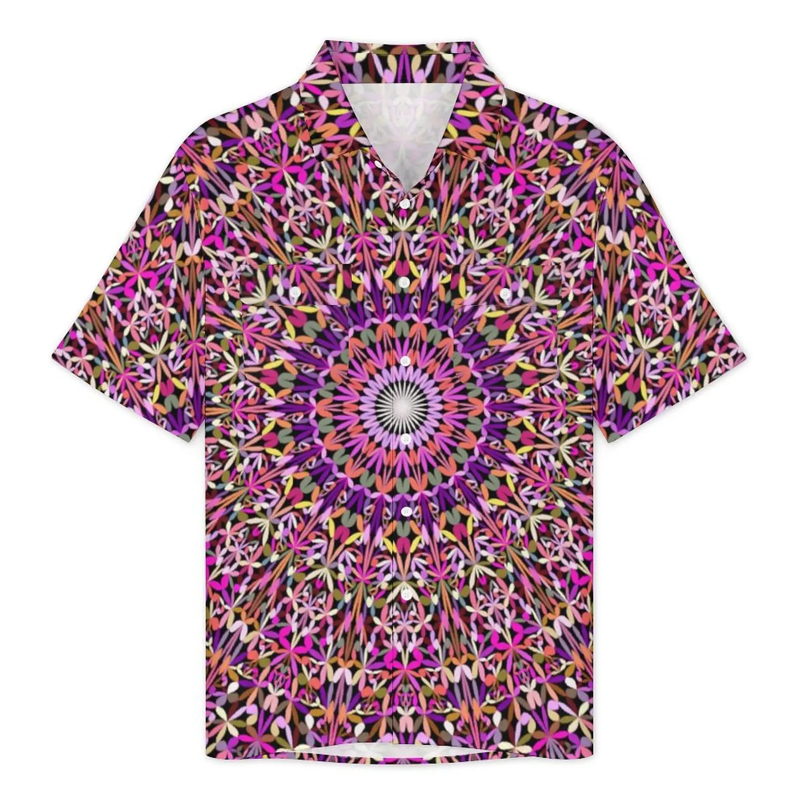 Summer Shirt Beach Colorful Mandala Blouses Abstract Floral Vintage Casual Shirts Men Short Sleeve Comfortable Oversized Clothes