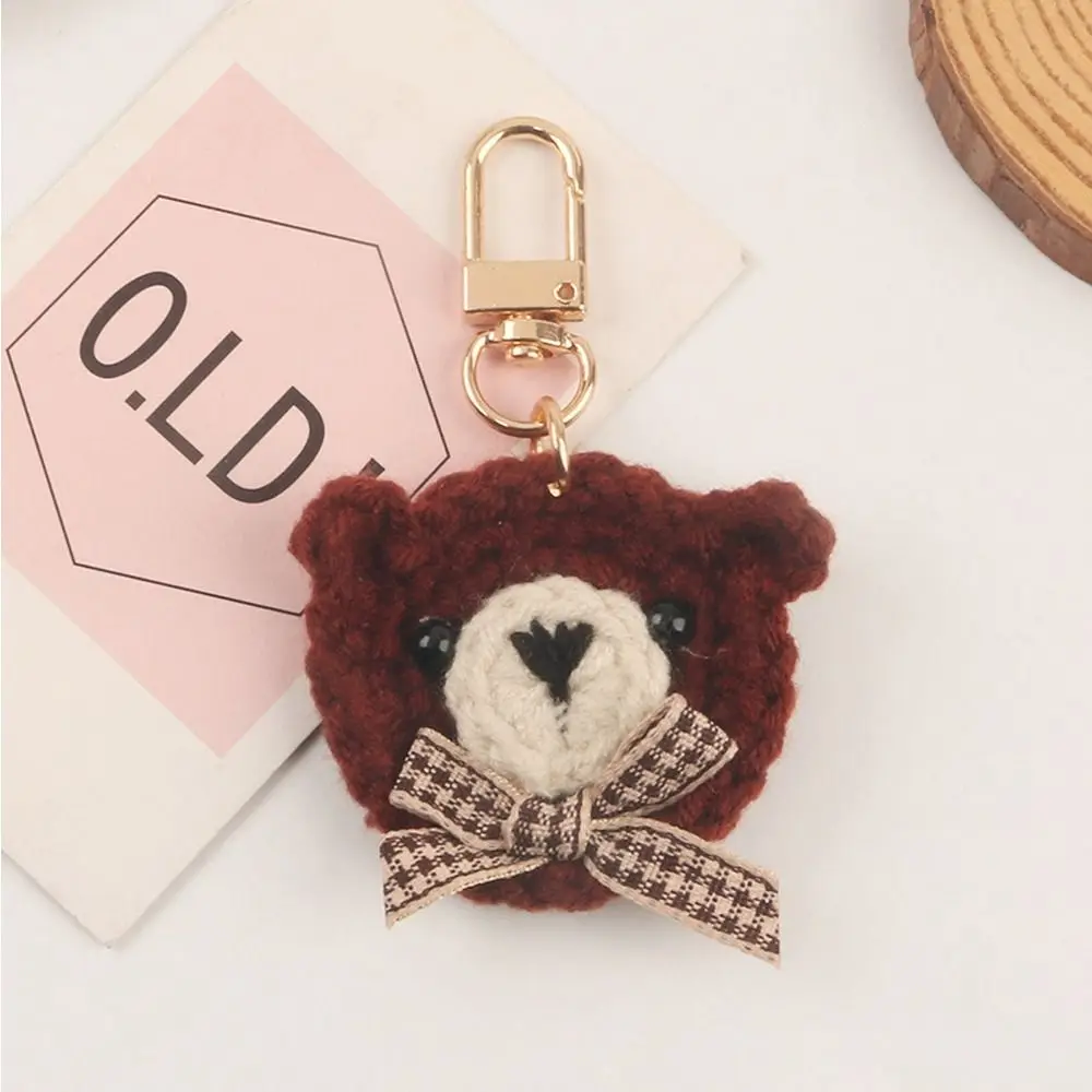 Soft Knitting Wool Cartoon Key Ring Car Accessory Bow Tie Korean Style Key Chain Bag Pendant Schoolbag Pendant Girls Key Chain