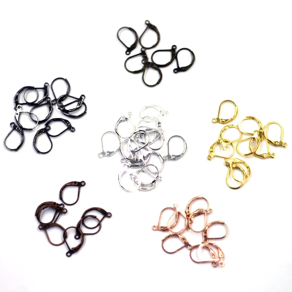 300Pcs Earring Wires Copper Lever Back Gold Plated Jewelry DIY Making Findings 16x10mm