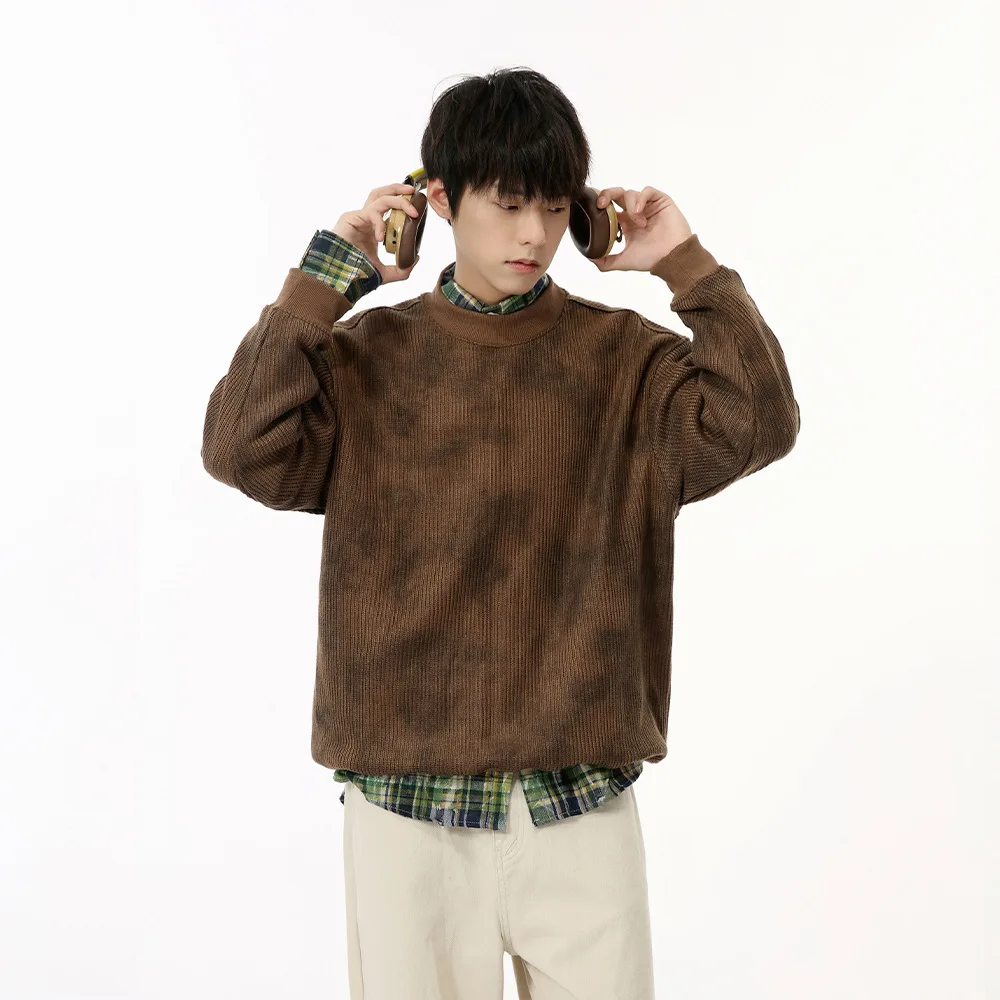 Bluzy z długim rękawem O Neck Bluza męska Pullover Bluzy z kapturem Spliced Sport Loose Fit Slight Strech Casual 2025 Wiosna