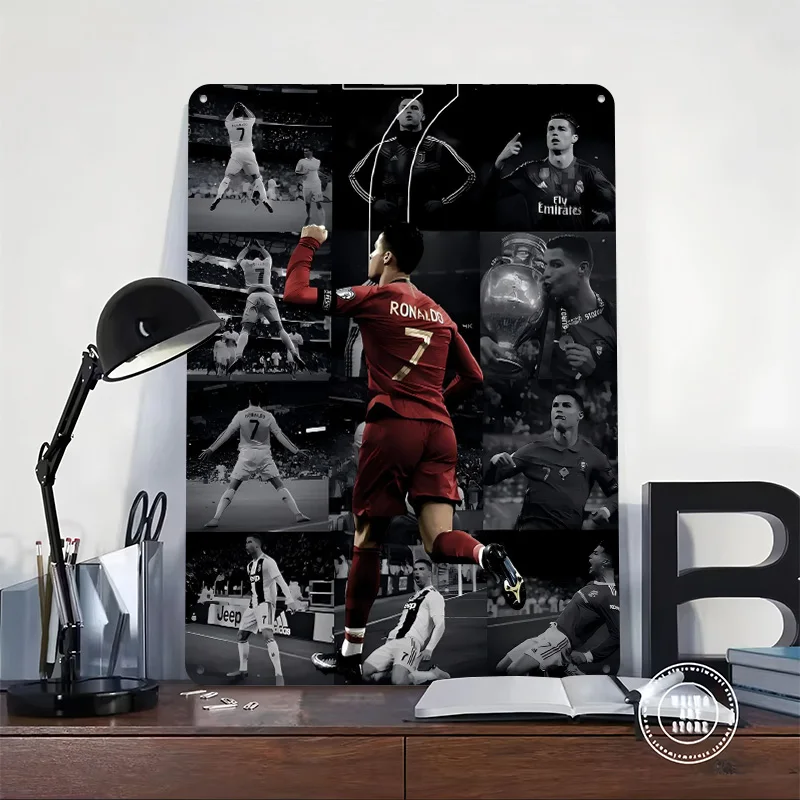 Cristiano Ronaldo Collage Printing Poster Customized Retro Wall Art Vintage Metal Signs for Fans Home Decor Living Room House