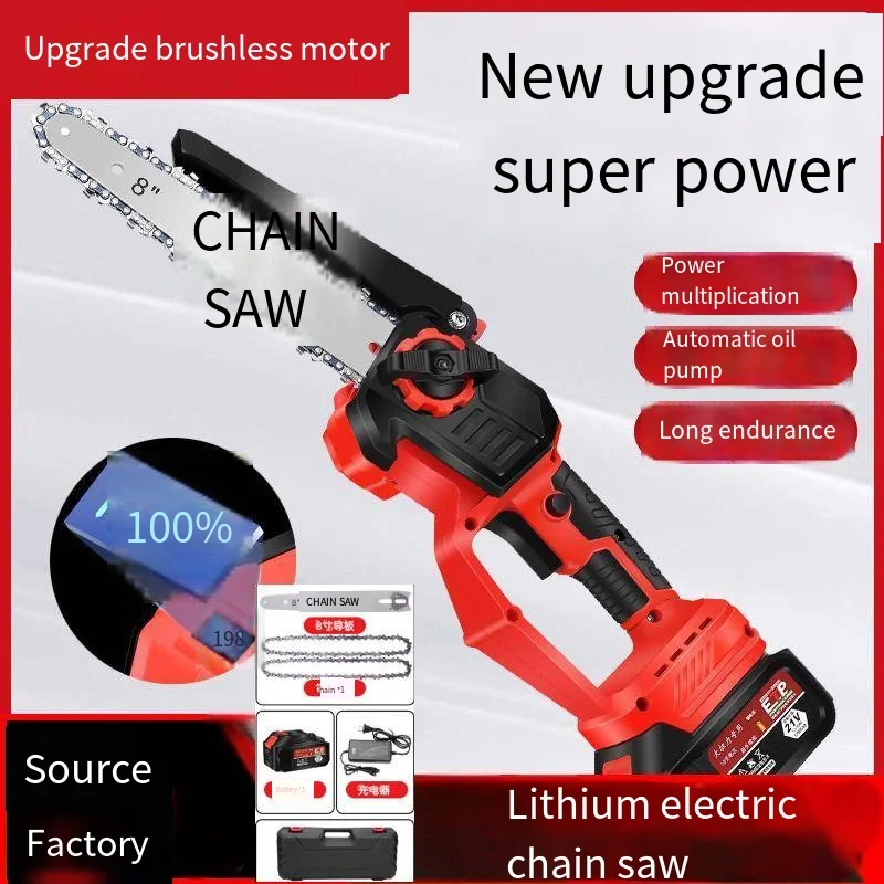 

High-Power Iithium Electric Chain Saw Household Wireless Iithium Saw Rechargeable Woodworking Saw Portable Mini Saw 172