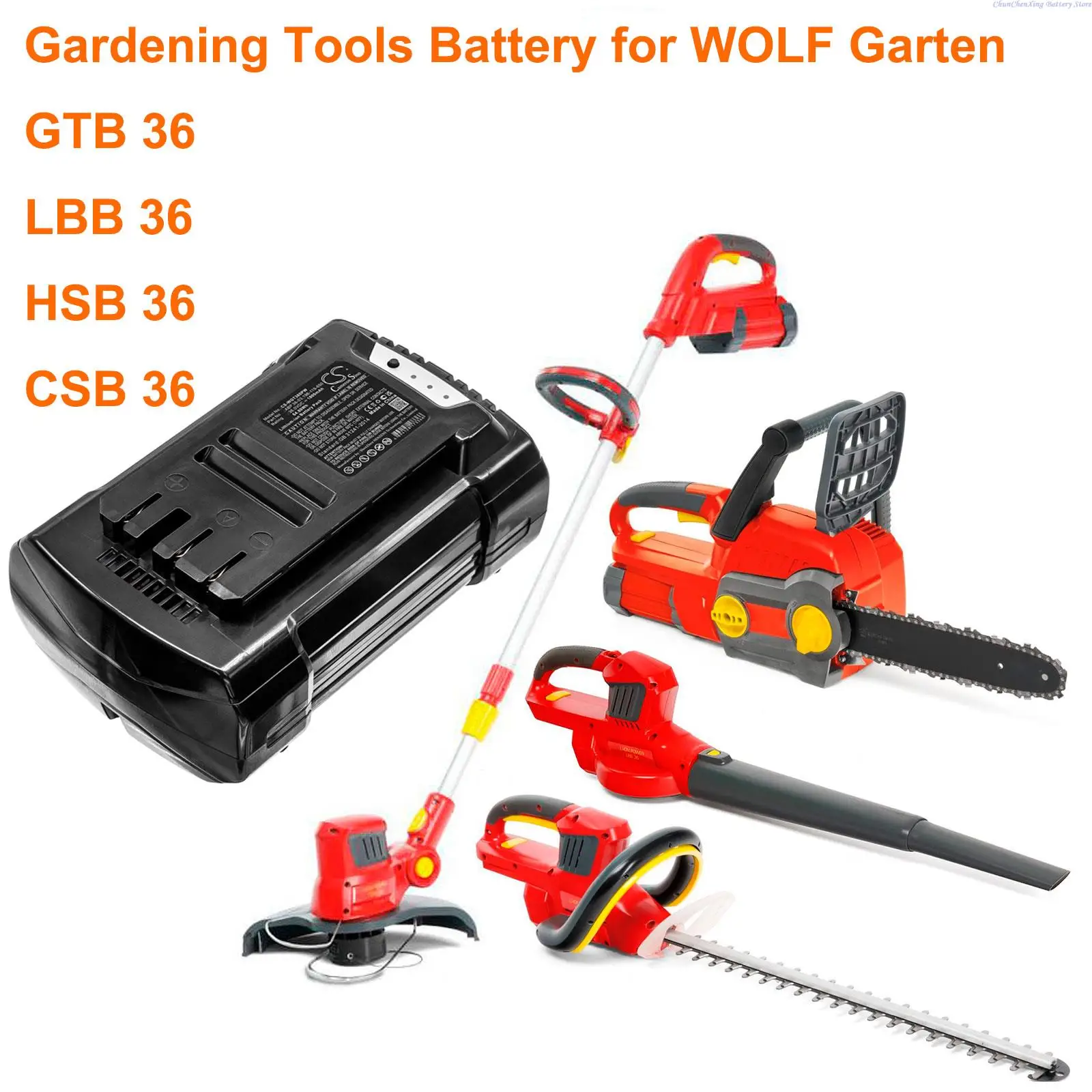 

Cameron Sino 1800mAh Gardening Tools Battery ABP 36-03, 196-119-650 for WOLF Garten GTB 36, LBB 36, HSB 36, CSB 36