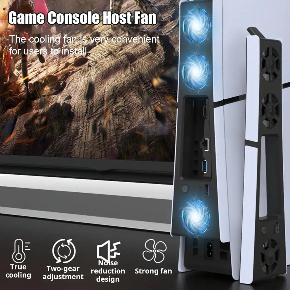 Game Console Cooler Efficient Gaming Console Fan with Usb 3.0 Port for Ps5 Slim Low Noise Radiator for Simple Installation