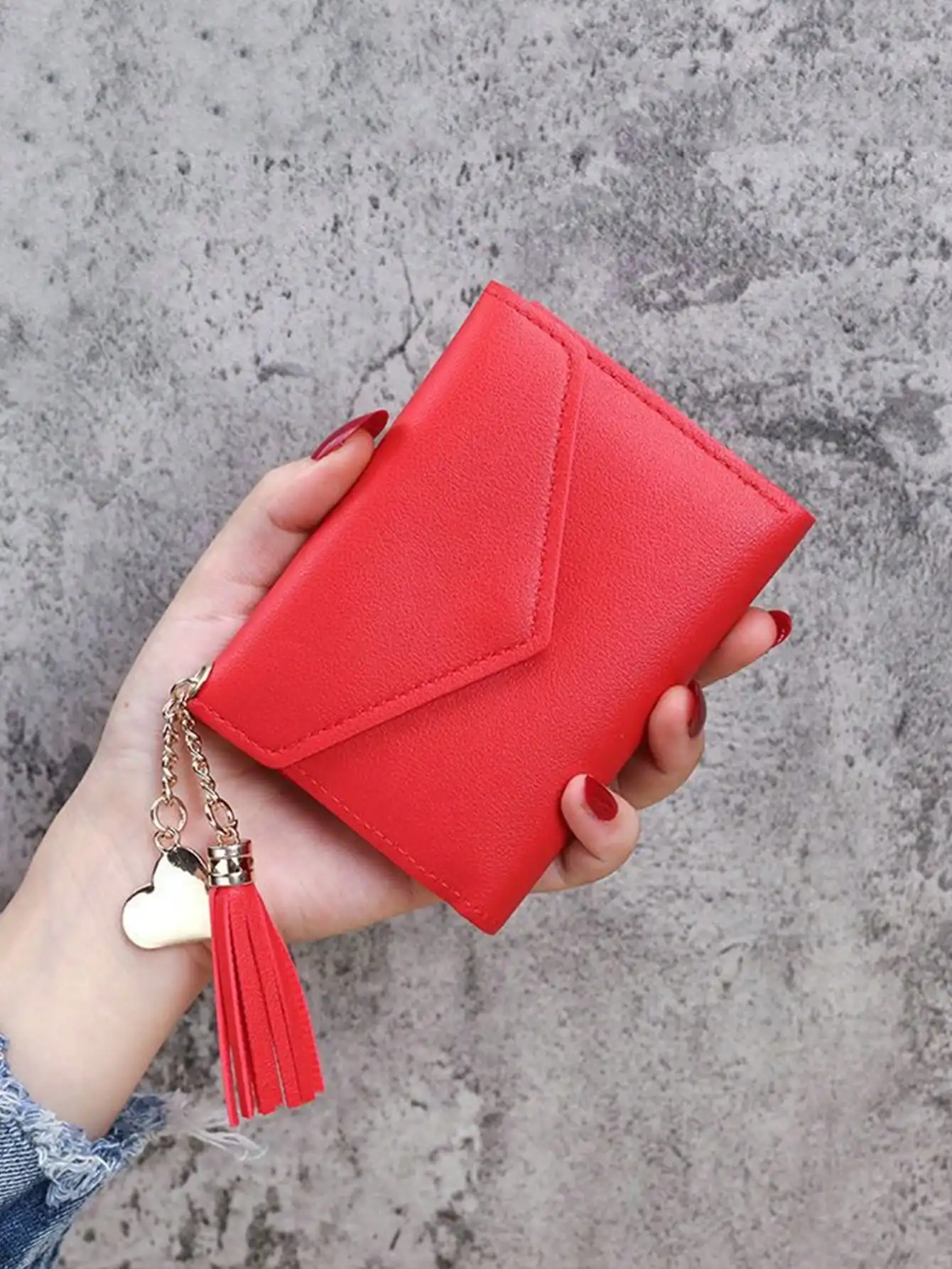 

Cute Tassel Pendant Decorated Wallet, Faux Leather Multi-Function Wallet, Women Short Wallet, Coin Purse, Flip Cover Card Holder