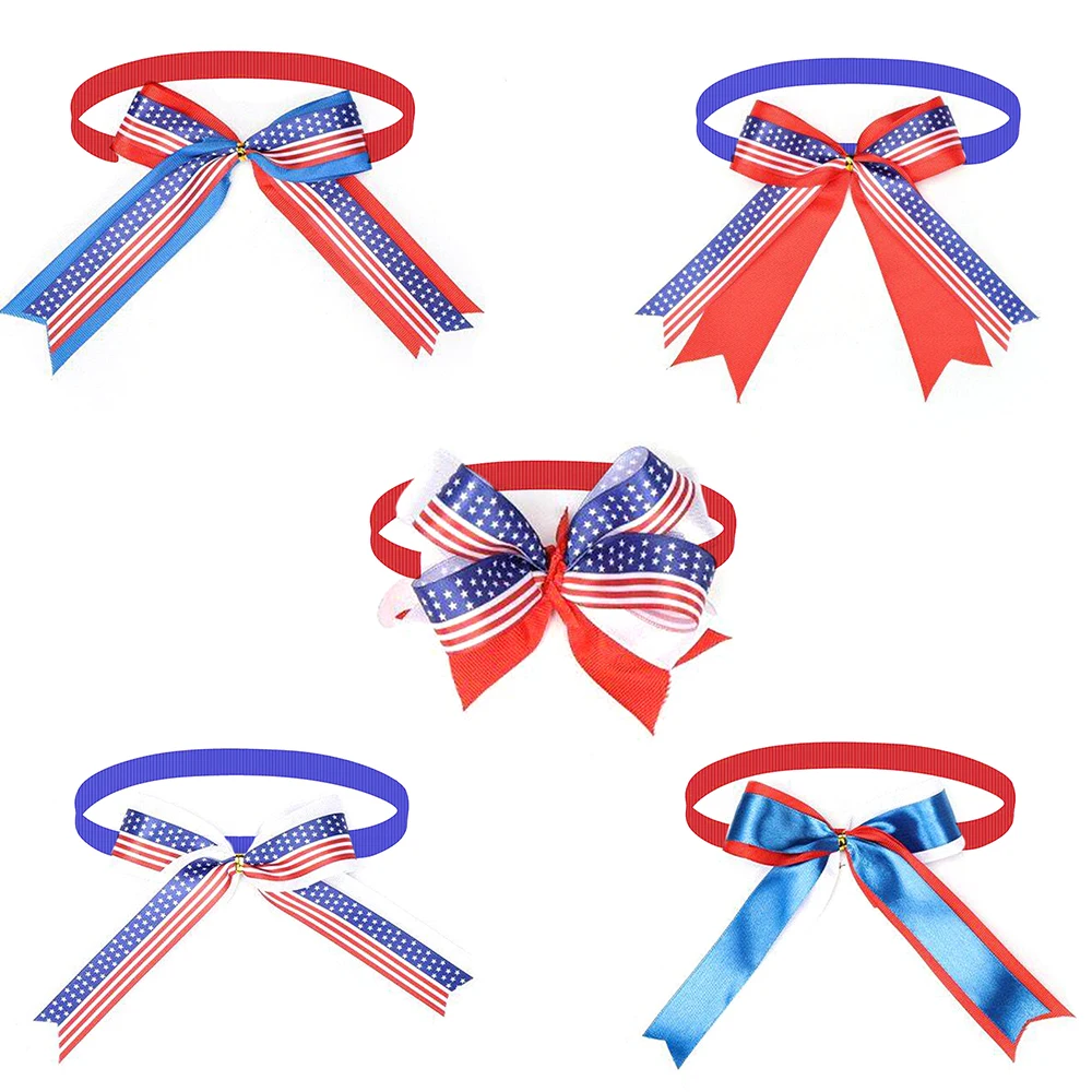 

50pcs American Independence Day Large Dog Bowties Pet Products Neck Tie Collar Pet Grooming Supplies for Large Dog Accessories