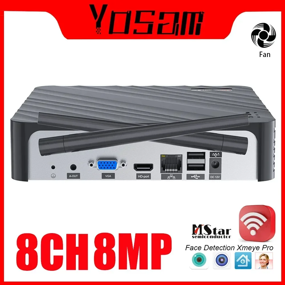 

New WiFi NVR HD Wifi 5MP 8CH Wired 8MP Mini Video Recorder H.265 Human Face Detection Support ICSEE APP Wifi Security Camera