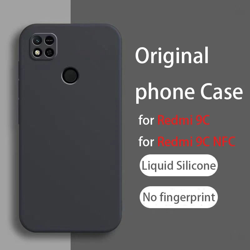 Coque de téléphone en silicone liquide carrée pour Redmi 9C NFC, coque de protection mate tendance pour Xiaomi Redmi 9C, coque souple Redmi9C NFC
