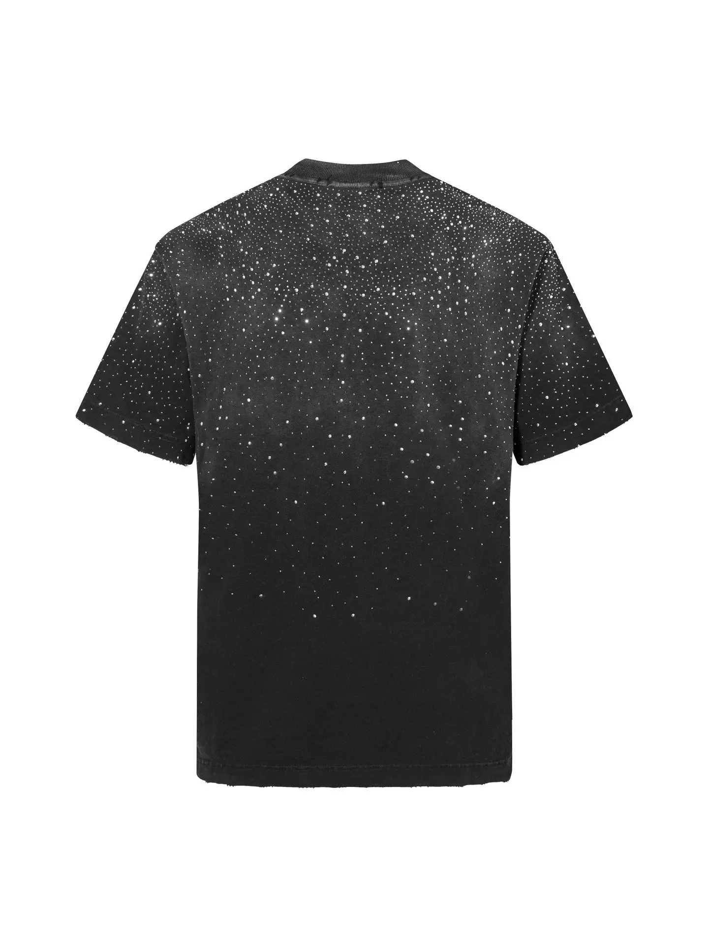 Men's Fashion High Street Hip Hop T Shirts With Hotfix Rhinestone Loose Fit Vintage Y2K Tees Summer Short Sleeve Tops