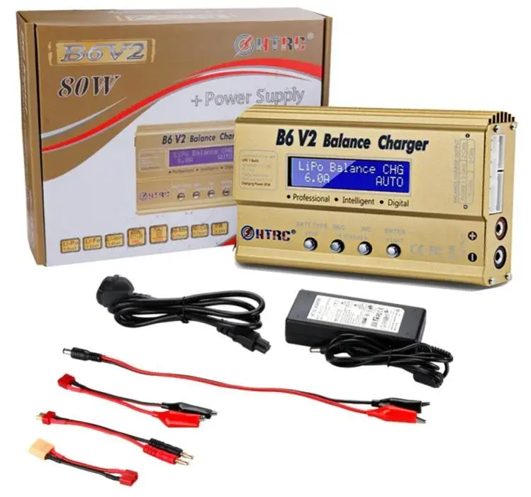 HTRC B6 V2 80W 6A Digital RC Battery Balance Charger Discharger Metal Material for LiPo Battery