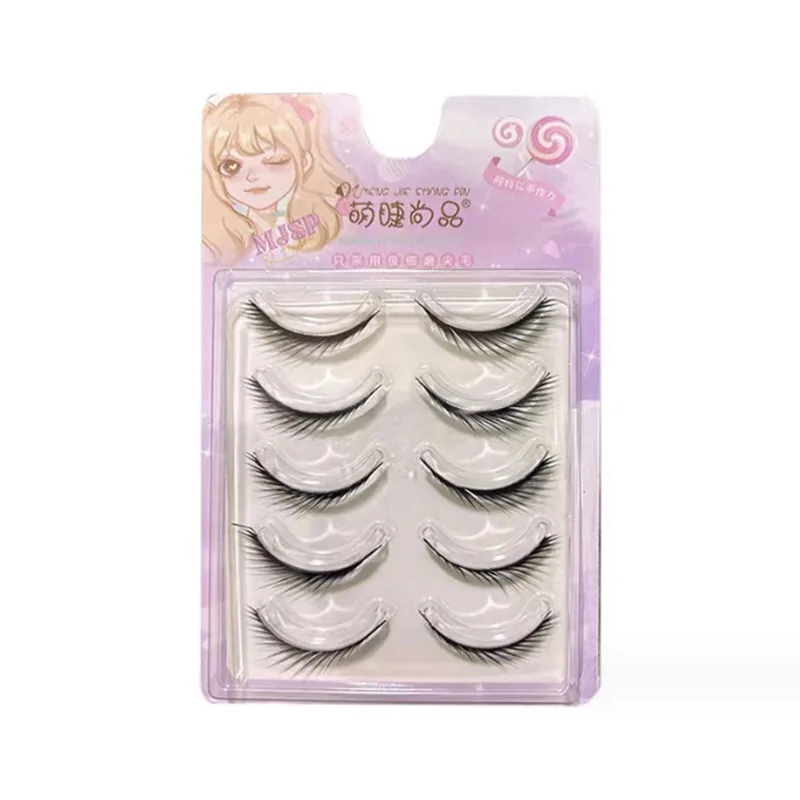 5 أزواج من الرموش الصناعية المجنحة القابلة لإعادة الاستخدام الطبيعية السميكة الطويلة مانغا جلدة الثعلب العين ماكياج الجمال أداة