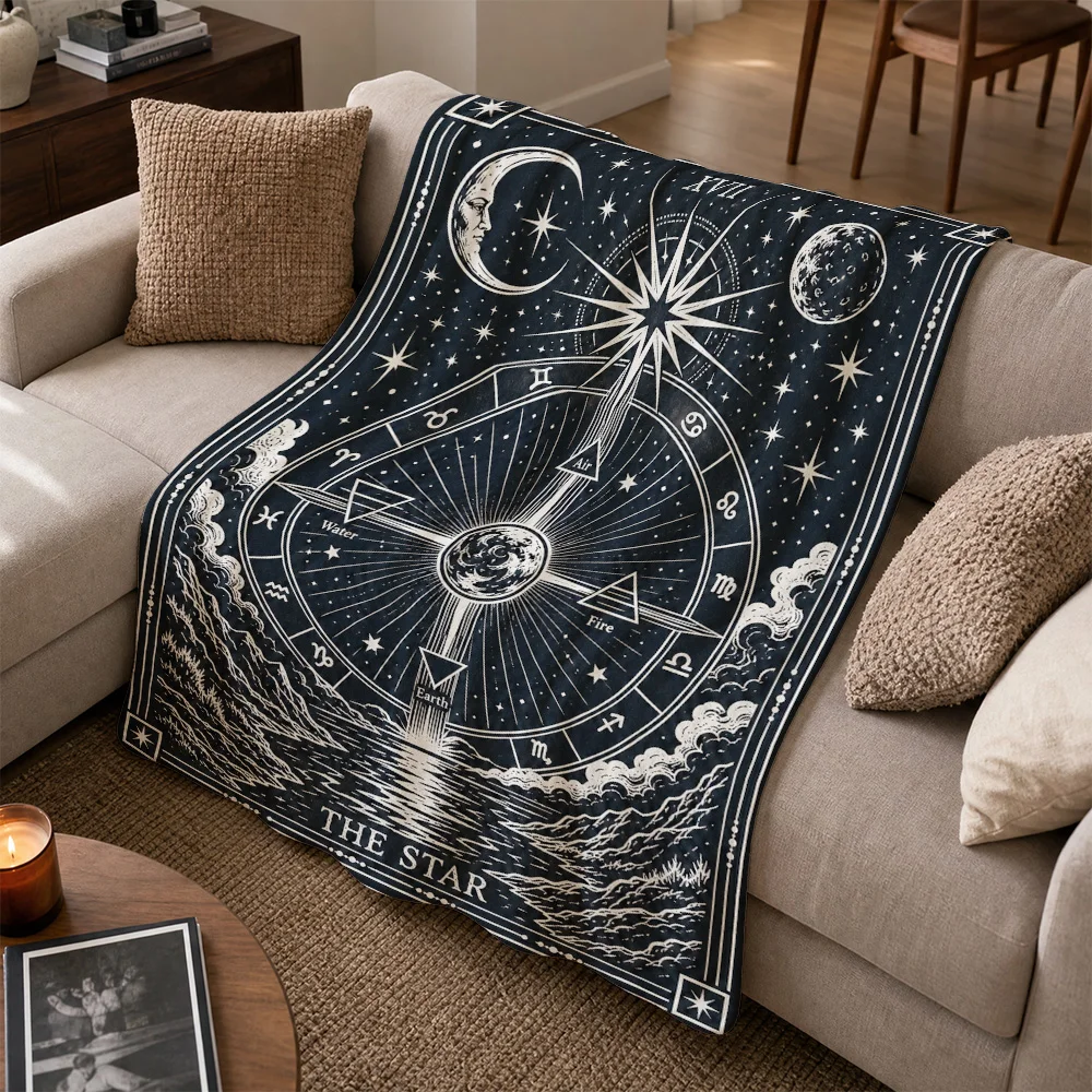 Luxurious Bohemian Astrology Zodiac Constellation Throw Blanket Cosmic Celestial Starry Night Sofa Couch Decor Art Print Gift