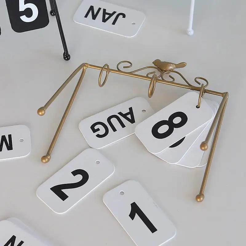 DIY Iron Bird Page Flip Calendar Decoration Crafts Creative Perpetual Calendar Home Decoration