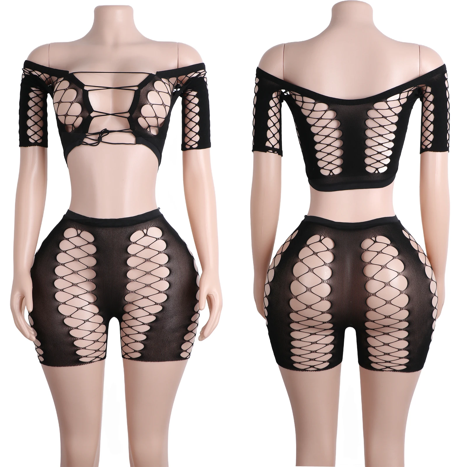 Exotic Dancewear Bodysuit Crystal Lingerie Strings Hot Stage Shorts Stripper Custom Costume Adults Performance Sexy Outfit Club