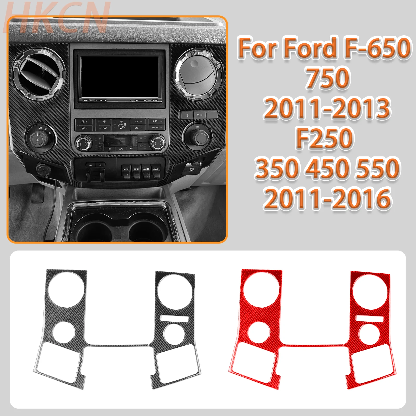 

For Ford F-650 750 F250 350 450 550 Car Center Multimedia Air Conditioning Control Panel Carbon Fiber Interior Accessory Sticker